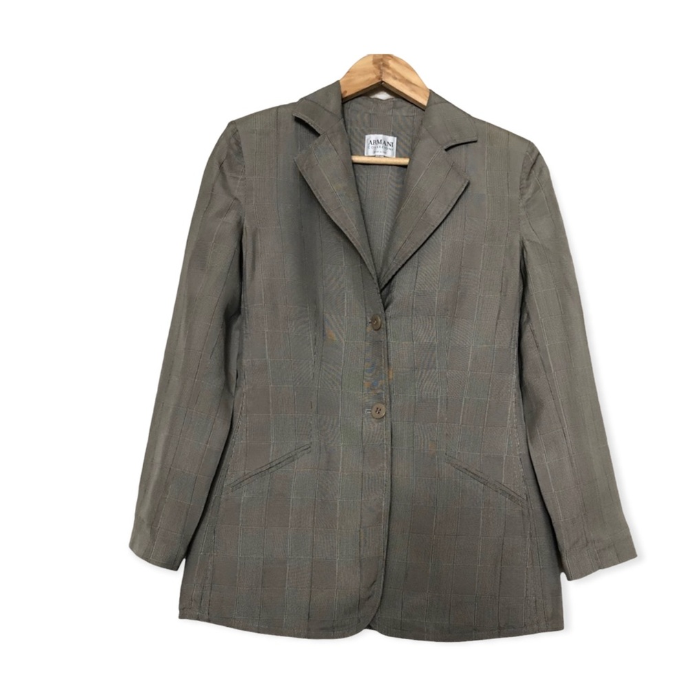 ARMANI COLLEZIONI Silk Plaid Print Blazer‎